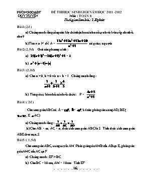 Đề thi học sinh giỏi năm học 2011 - 2012 môn Toán 8